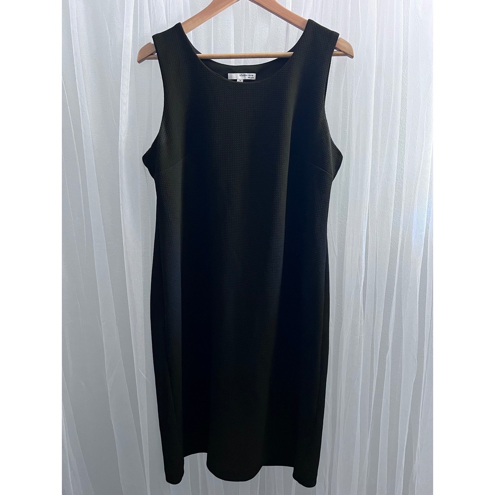 Studio One New York‎ Womens Black Textured Jacquard Sleeveless Sheath Dress 14